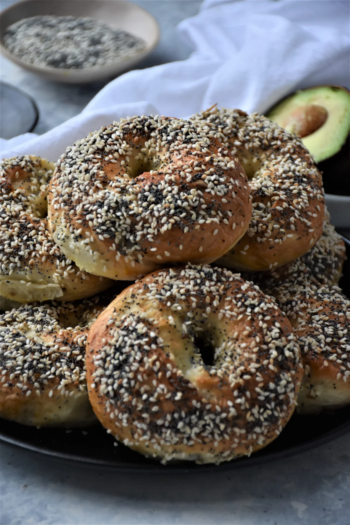 Homemade Bagels From Scratch  On A Plate