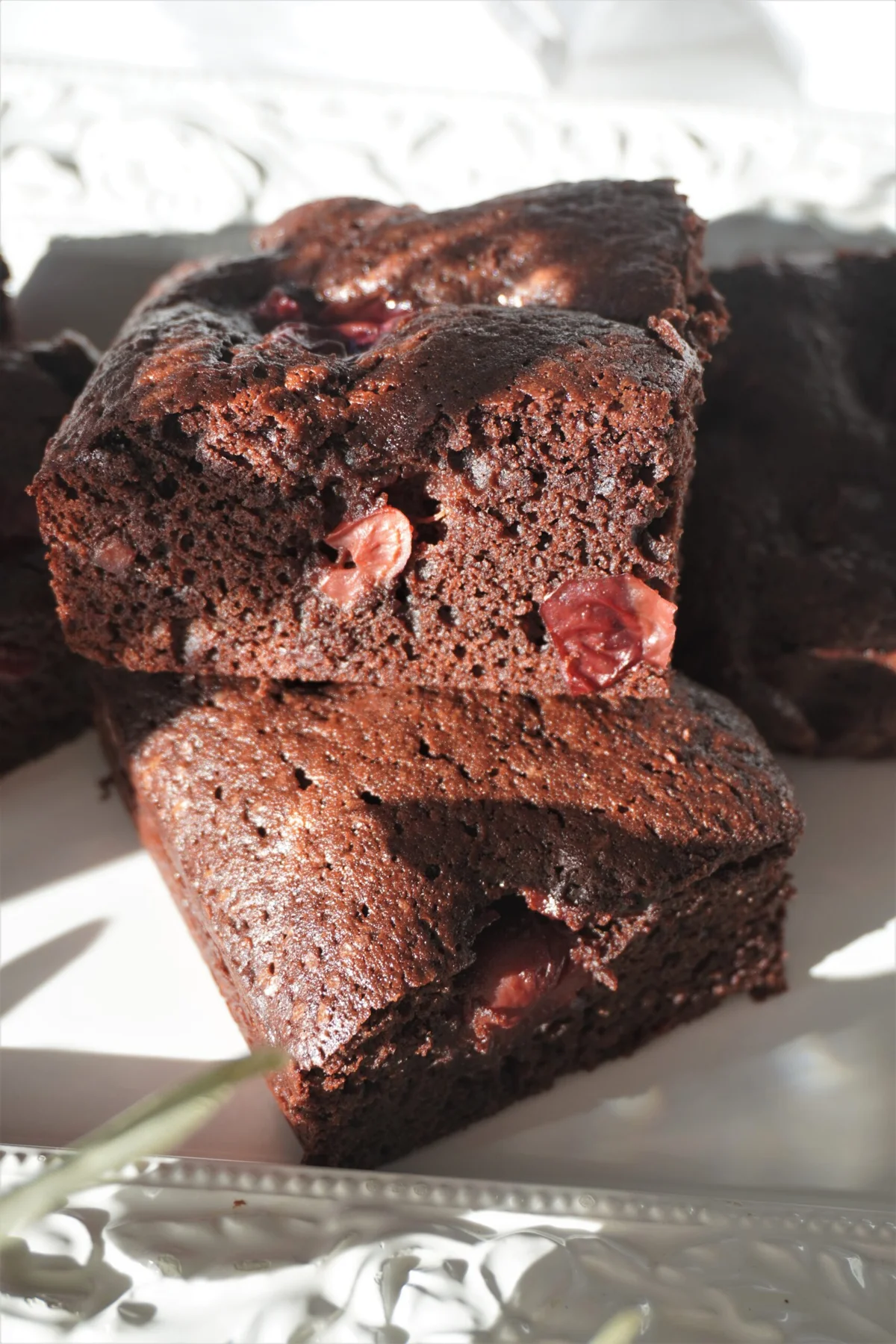 Chocolate & Cherry Brownies Slices
