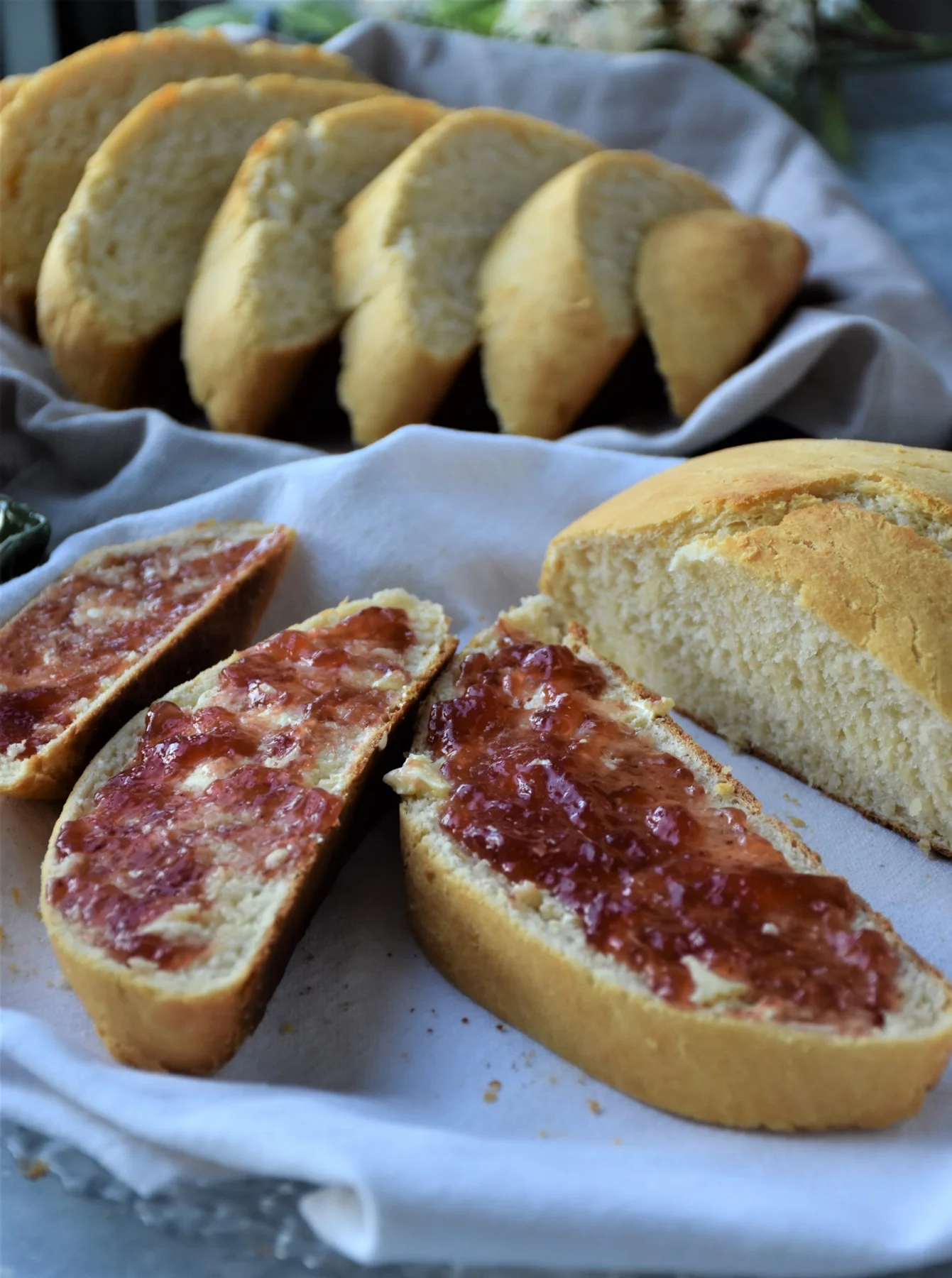 homemade bread slices with jam