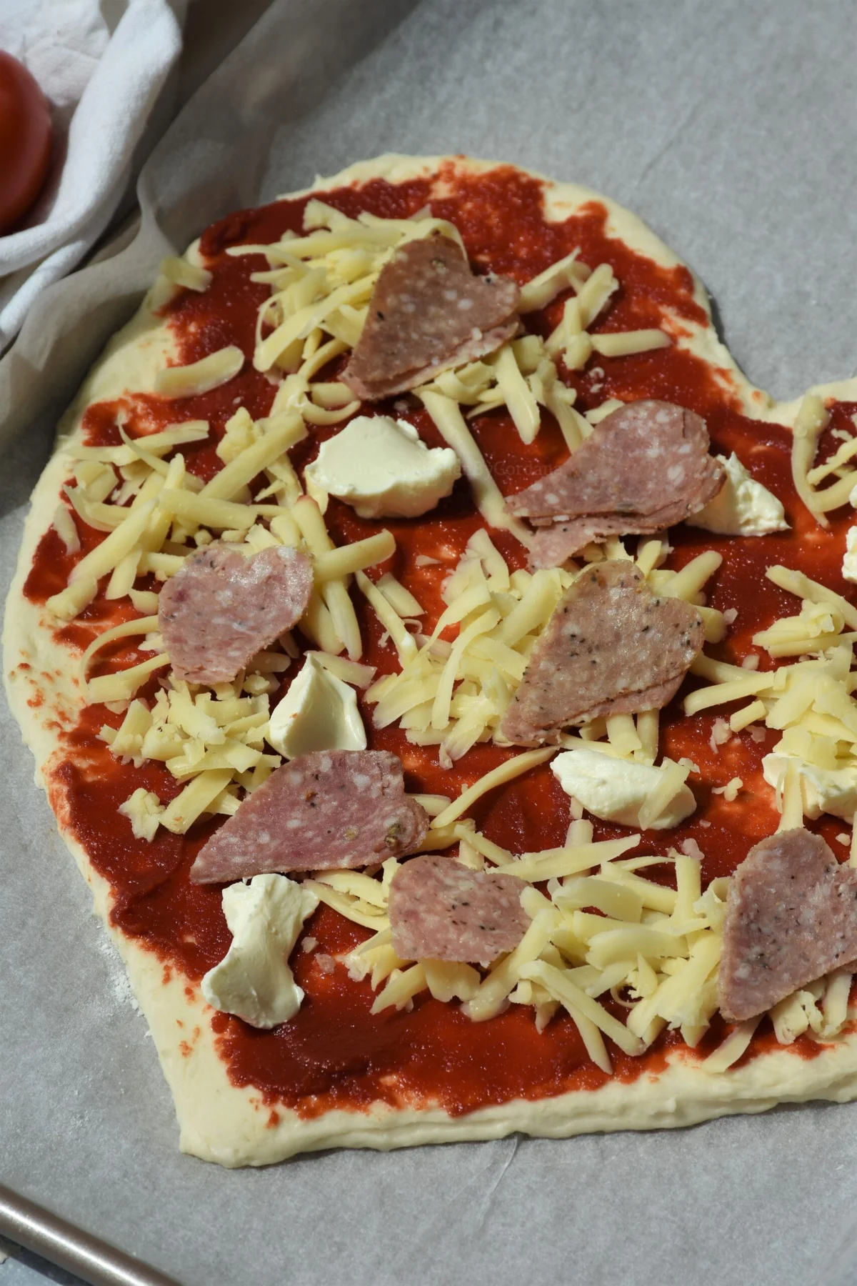 Homemade Heart Shaped Pizza