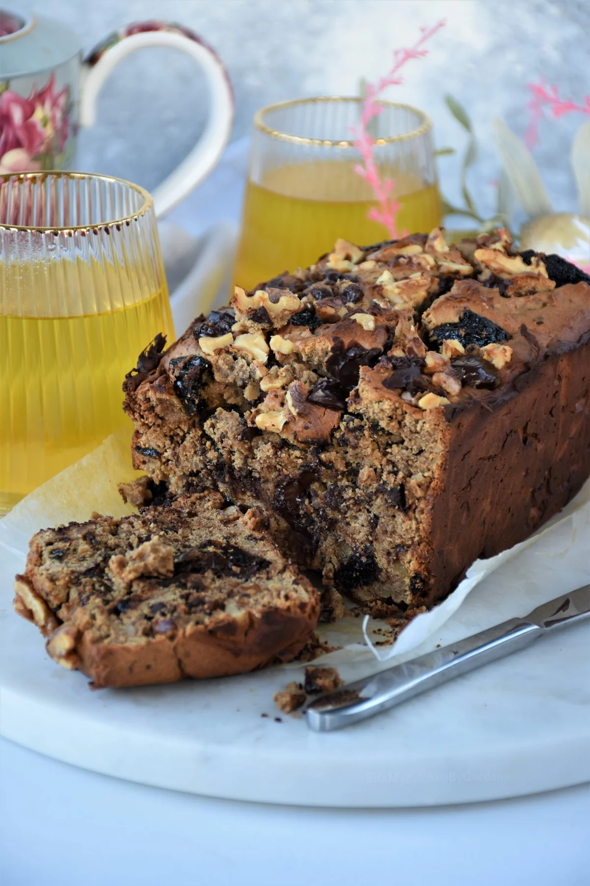 Prune, Walnut & Chocolate Loaf - slices
