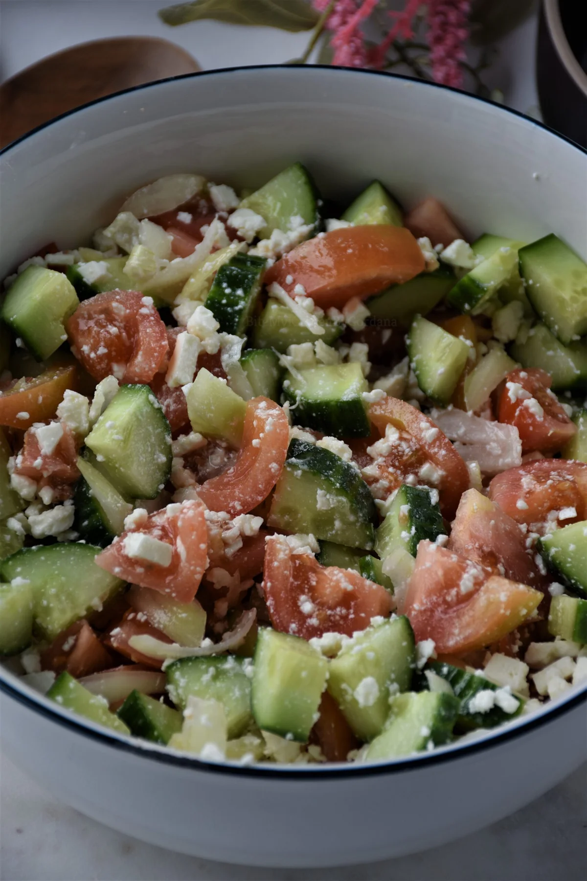 Shopska Salad all Ingredients in a bowl