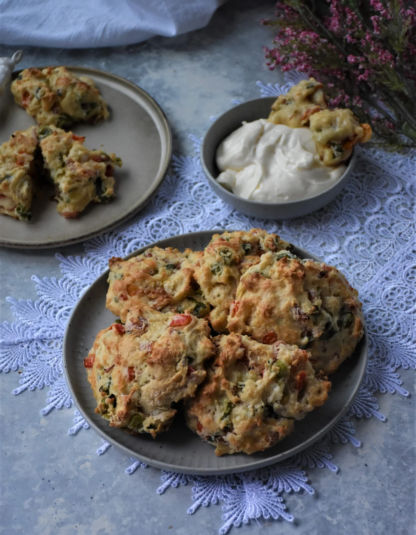 rustic spring onion & veggie scones