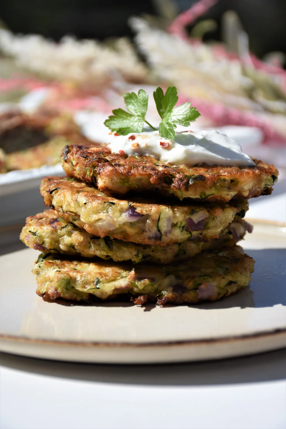 zucchini fritters stack