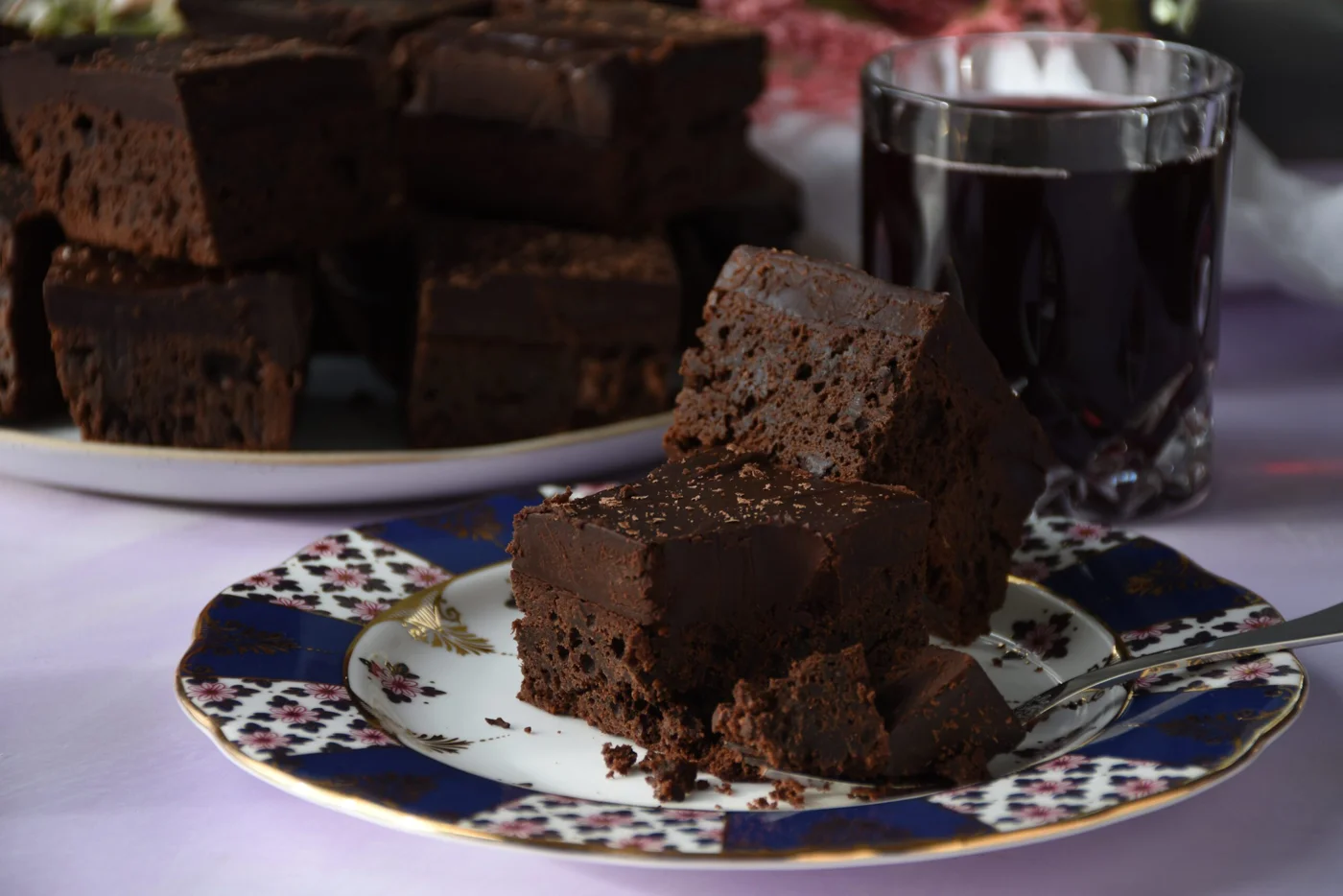 Brownies with chocolate ganache