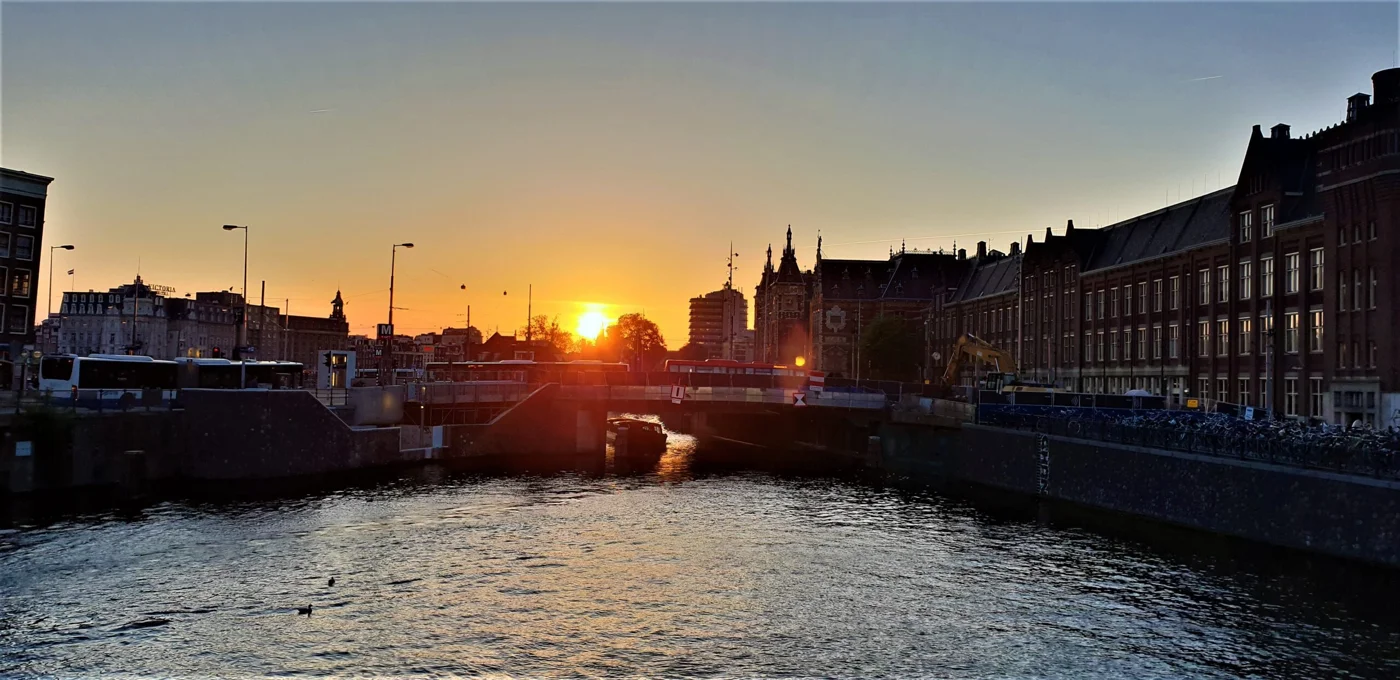sunset over the canal