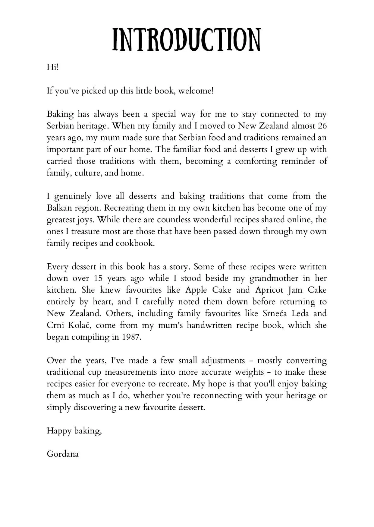 Introduction page of the recipe book