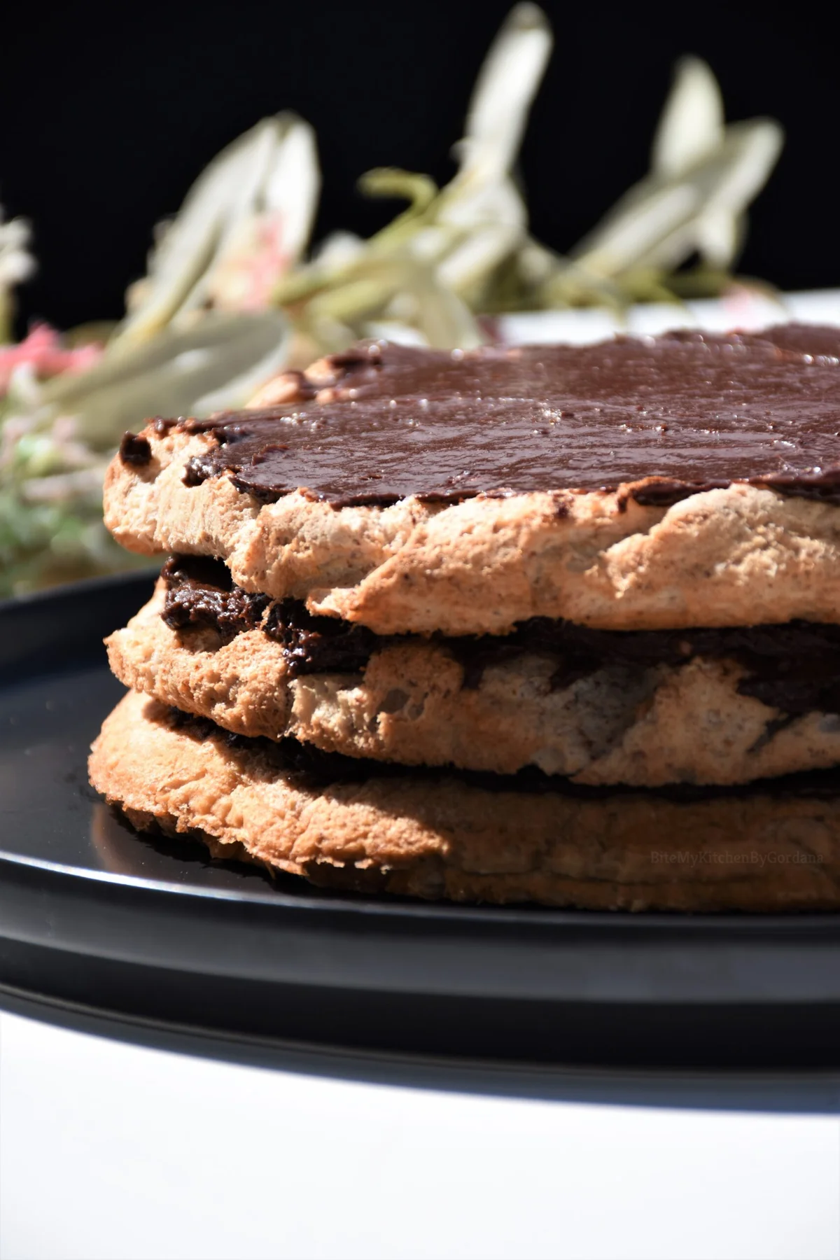Almond and Chocolate Cake layers