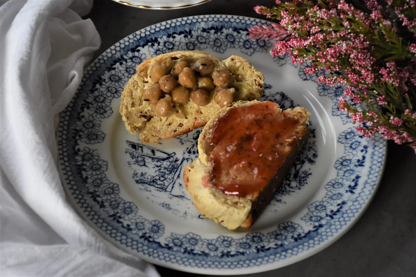 braided bread with jam & chickpeas