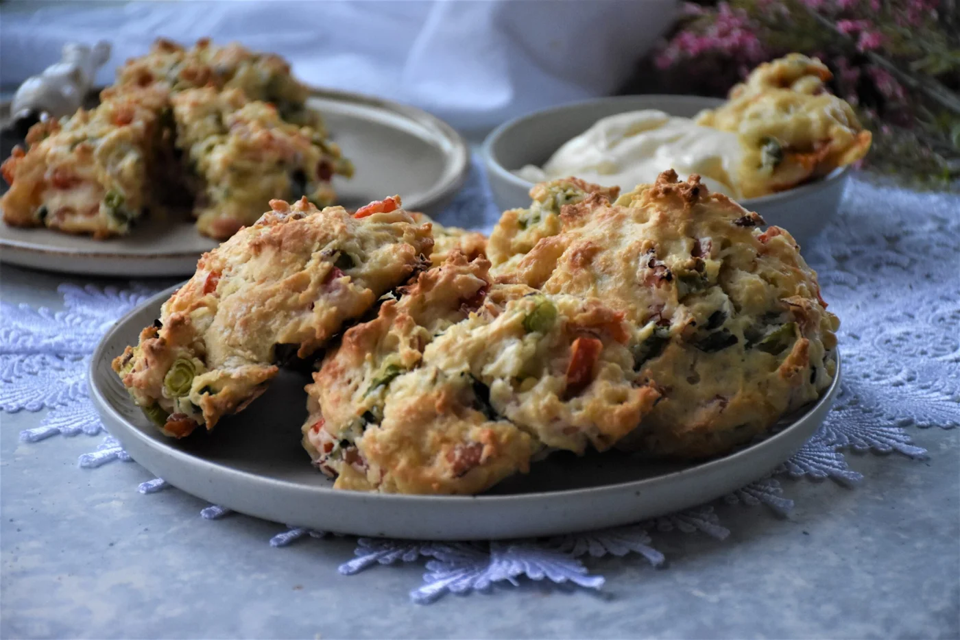Rustic Spring Onion & Veggie Scones