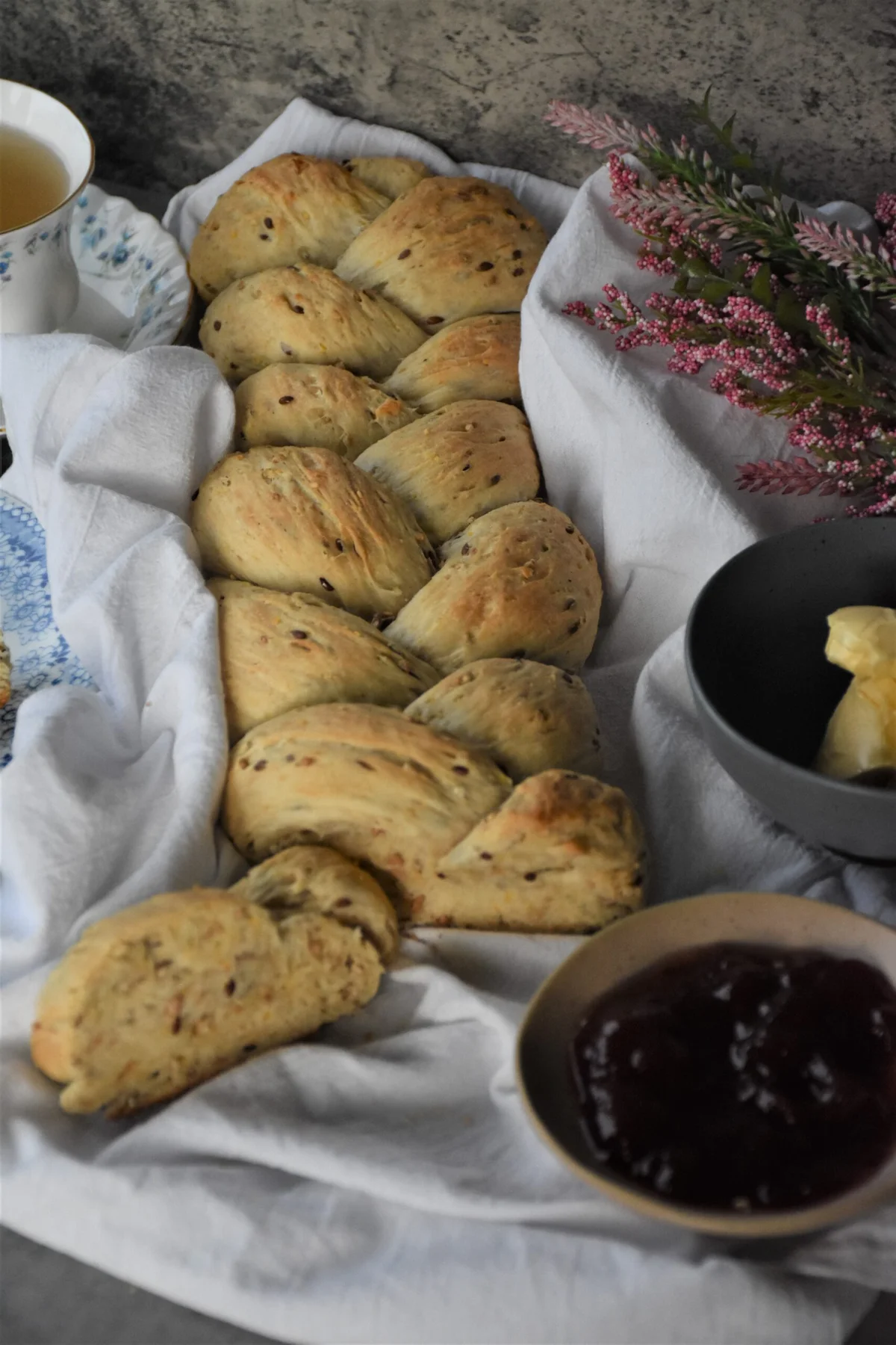 braided bread slice