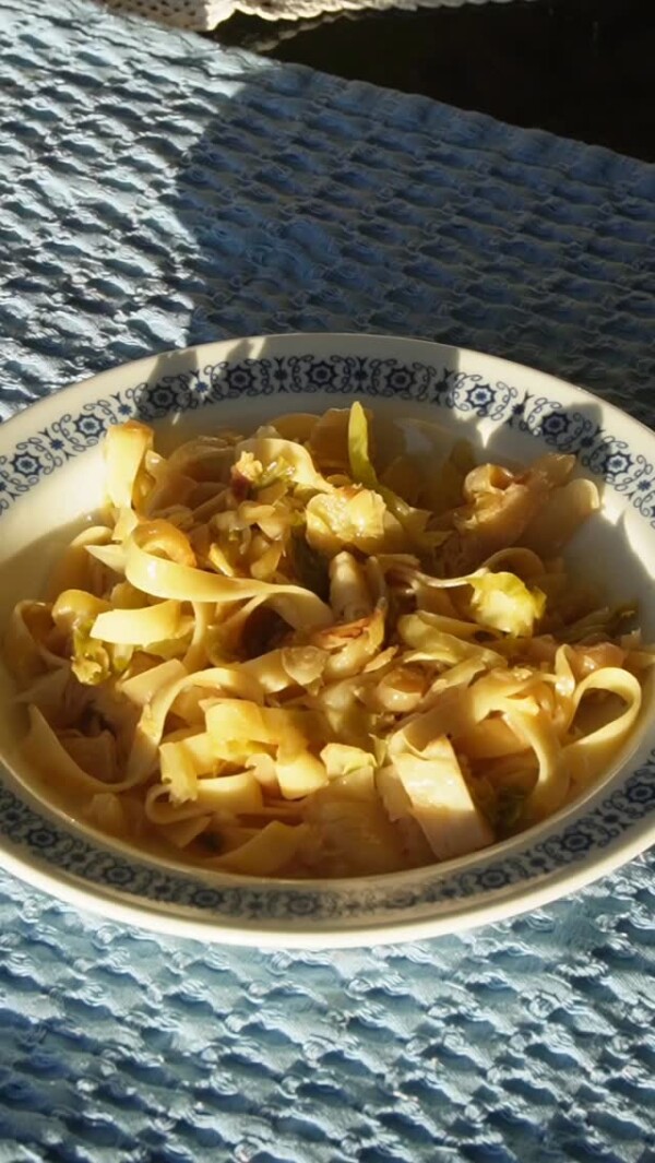 Testo sa Kupusom / Pasta with Cabbage Here is a favourite childhood recipe that I almost forgot about! Made with sauted onion and cabbage, then paired with a delicious pasta. It is